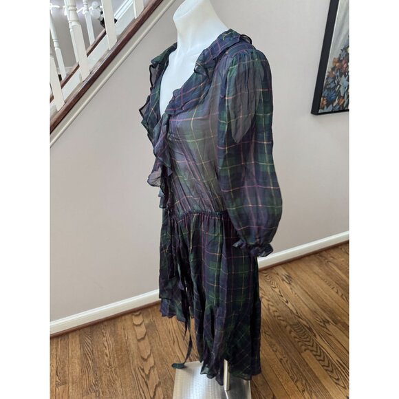 ICONS OBJECTS OF DEVOTION The Flamenco Midi Dress Tartan Plaid Wrap Size XS - Picture 5 of 6
